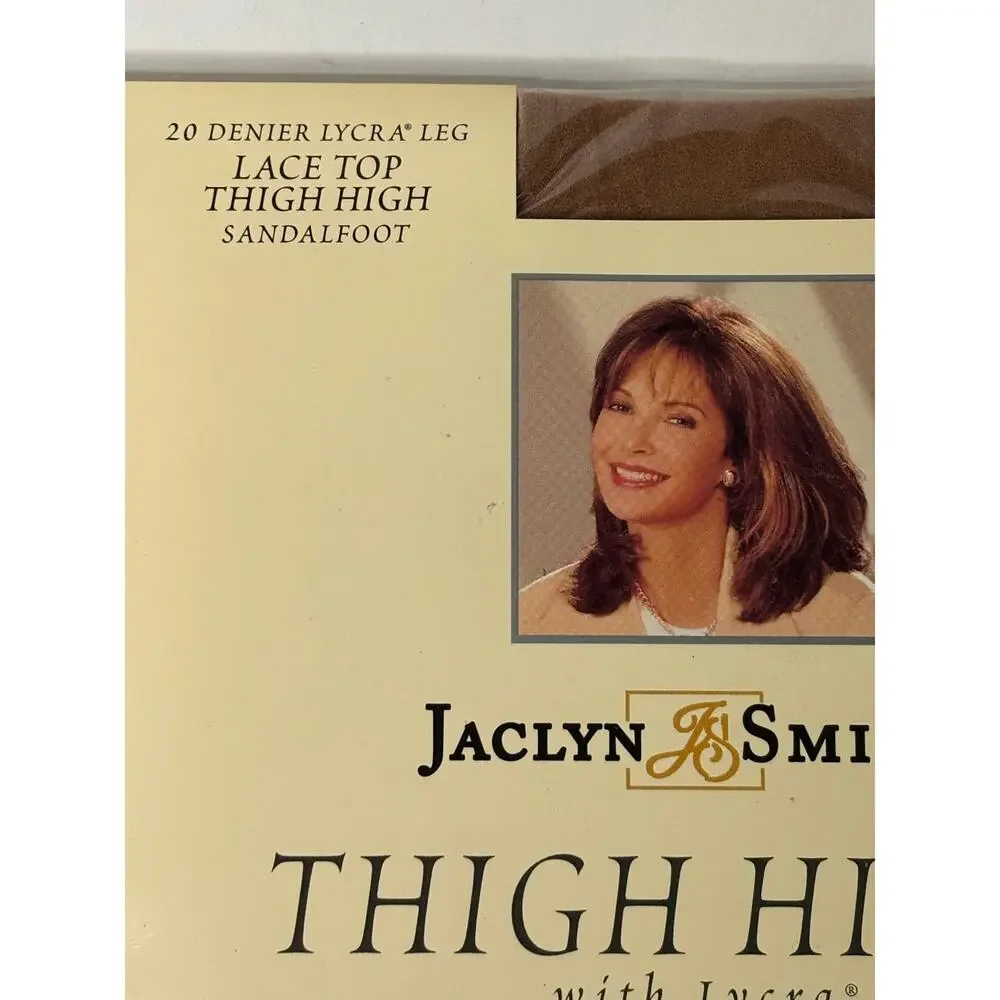 NEW Vintage Jaclyn Smith Thigh High Pantyhose Soft Beige Size A Lycra Lace Top